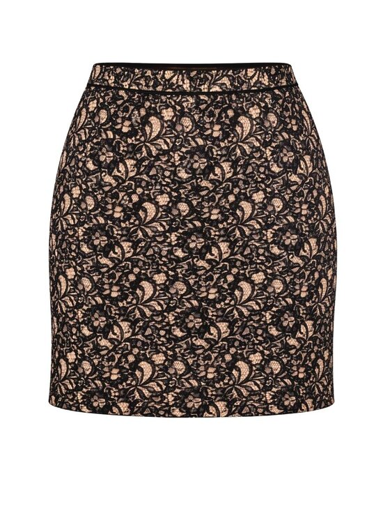 Forever 21 Dresses & Skirts - Forever 21 Size Large Black Nude Lace Pencil Skirt Lined Floral Dressy Evening